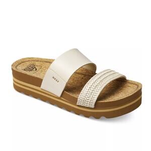 Reef Womens sushion Vista hi slip-on platform slide sandals size 9 ivory